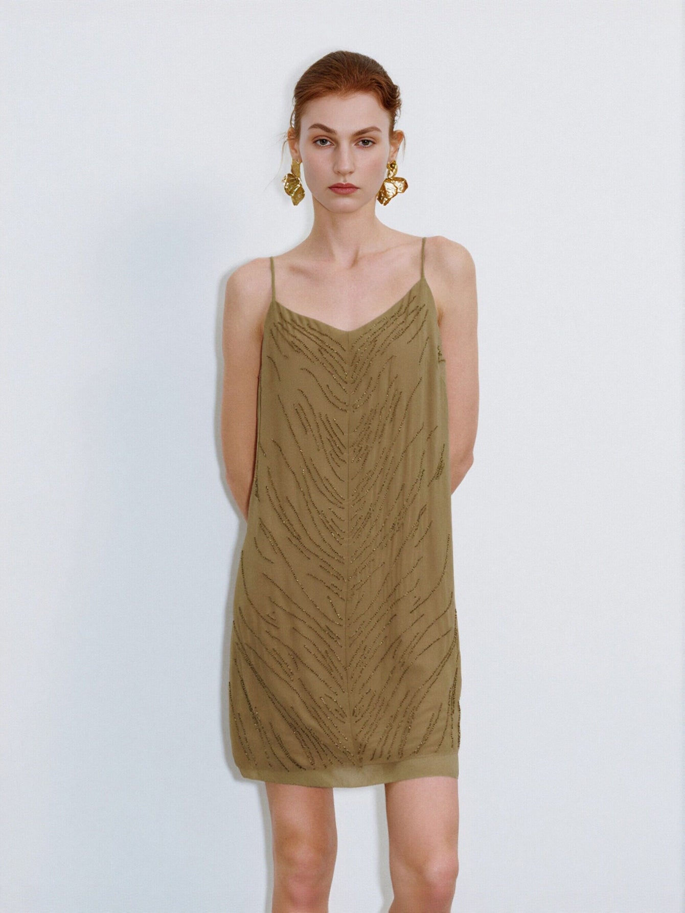 Urban Revivo A-Line Dresses-Khaki Brown