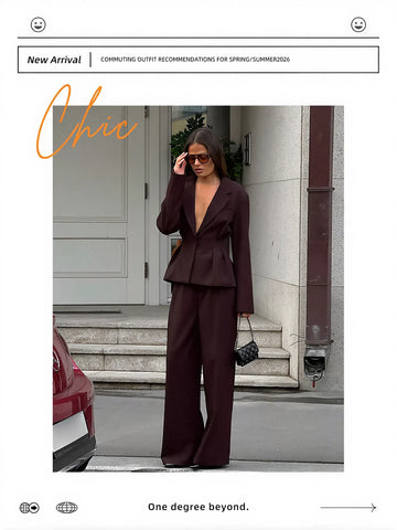 Tailored Peplum Blazer Wide Leg Pant Set