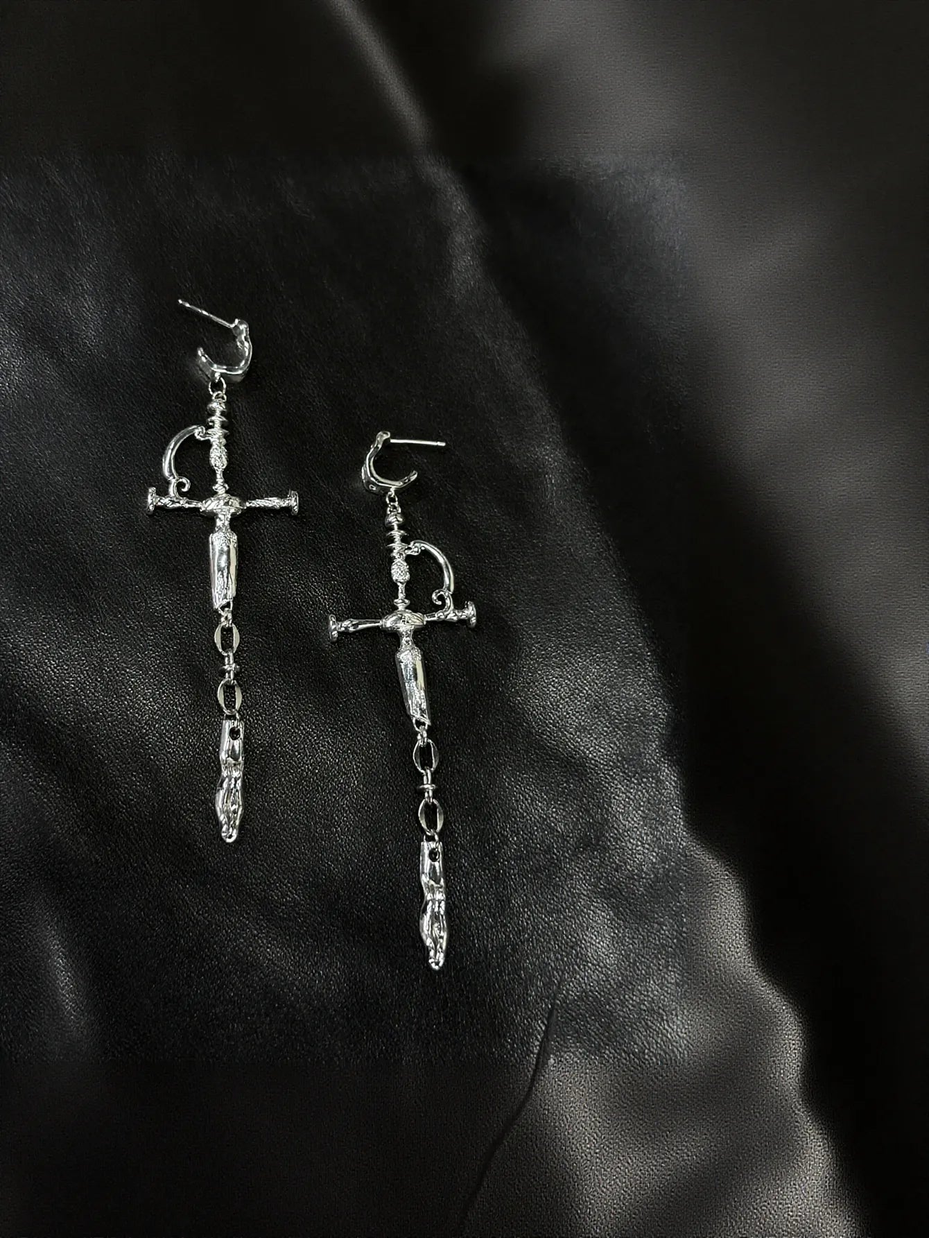 Edgy Gothic Sword Dangle Earrings