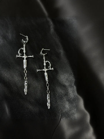 Edgy Gothic Sword Dangle Earrings