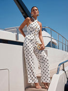 Elegant Polka Dot Halter Pant Set