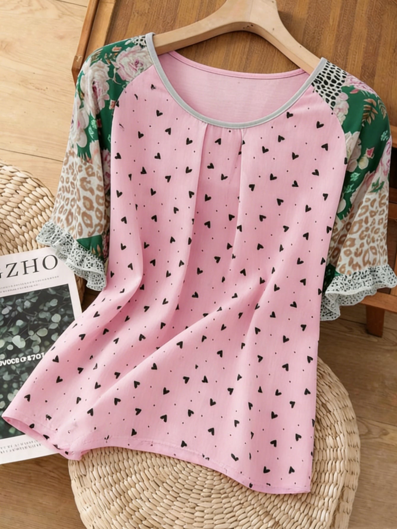 Boho Floral Print Chiffon Blouse