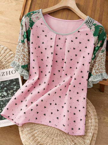 Boho Floral Print Chiffon Blouse