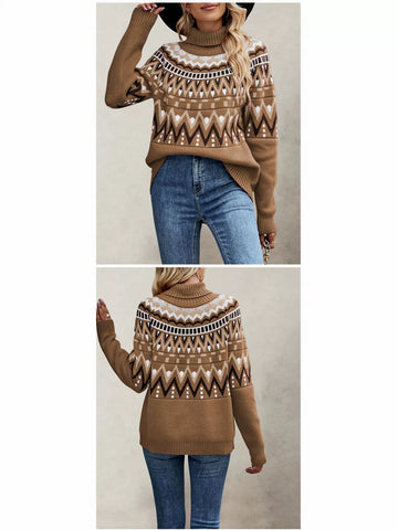 Cozy Fair Isle Turtleneck Pullover Sweater