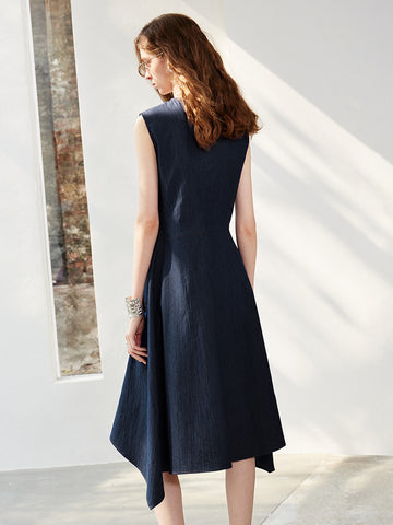 Asymmetric Hem Sleeveless Modern Midi Dress