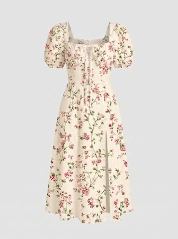 GGI's Pink Floral Print Midi Dress