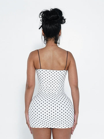 Polka Dot Lace Trim Mini Dress