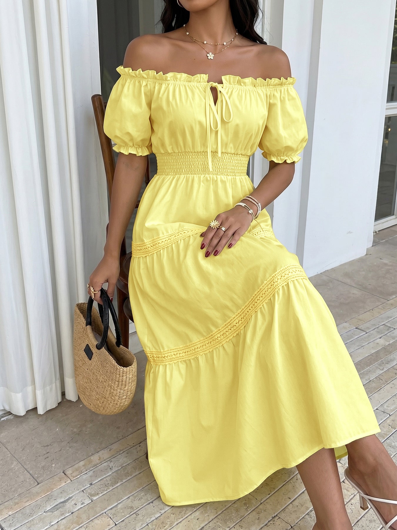 Off Shoulder Tiered Maxi Dress