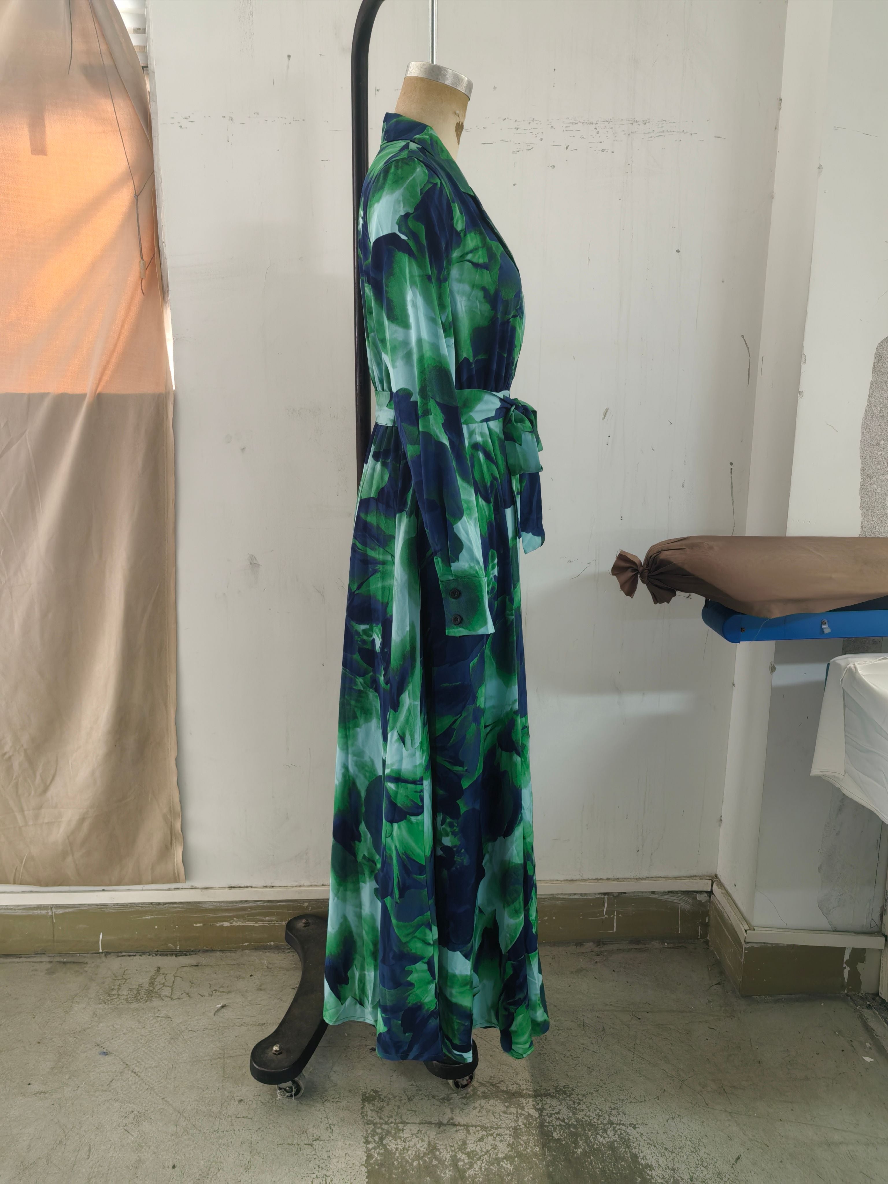 Elegant Floral Printed Wrap Maxi Dress