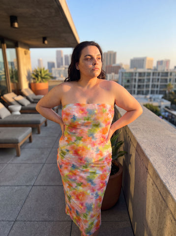 jessica Reilly's Watercolor Floral Print Midi Dress