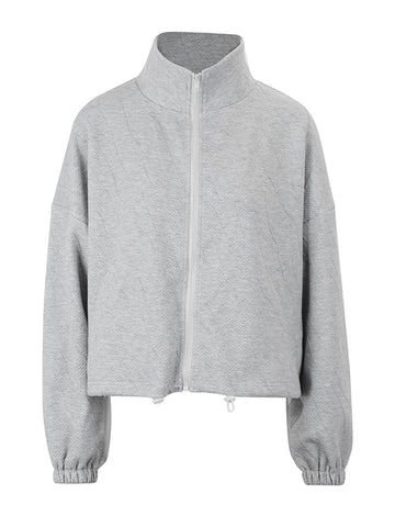 Textured Zip Up Casual Jacket