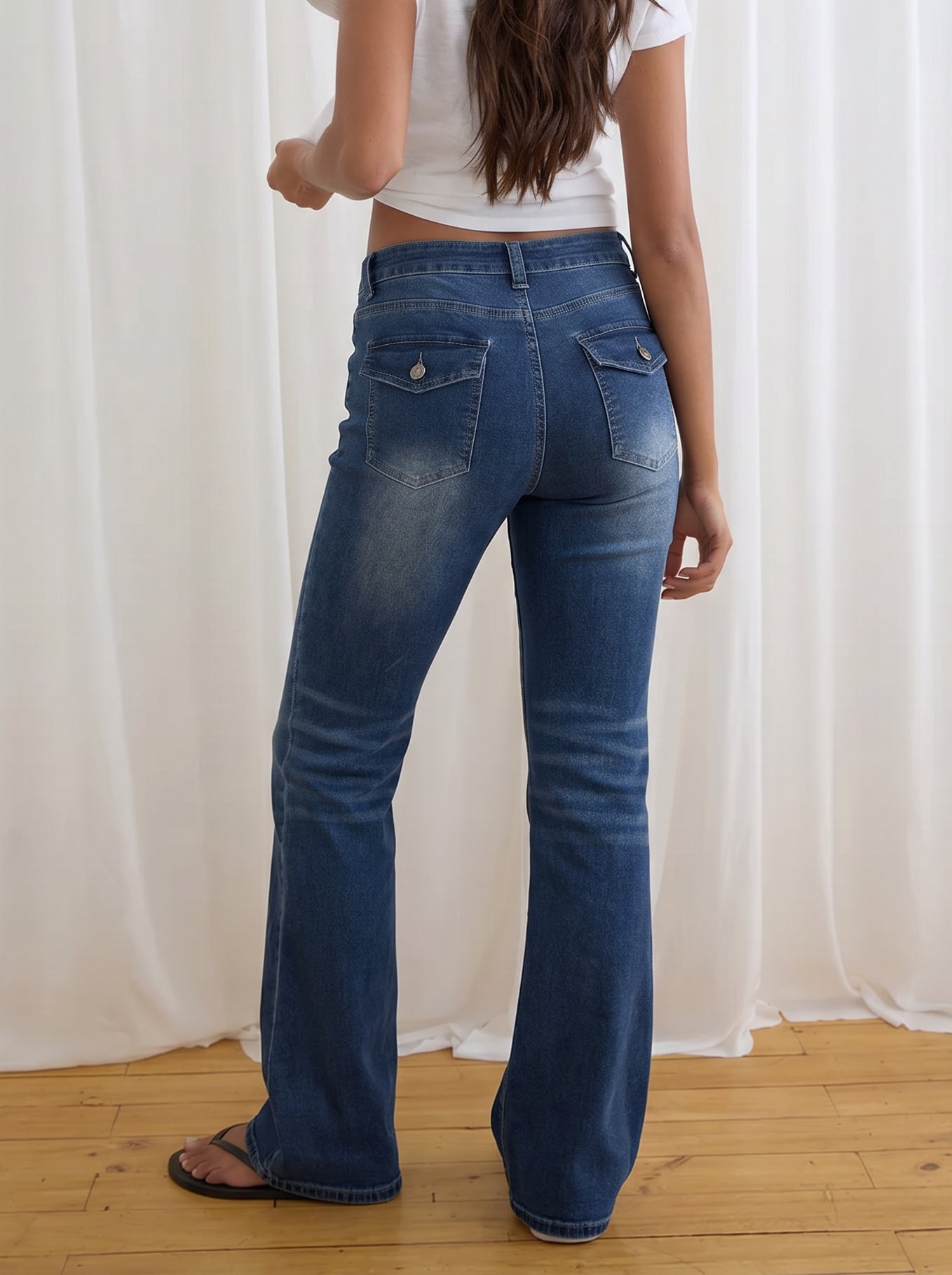 High Rise Flap Pocket Jeans