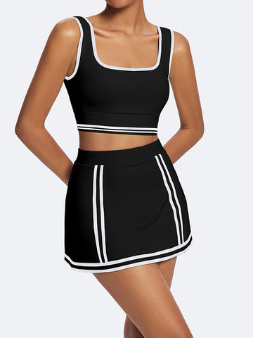 High Waist Side Stripe Tennis Skirt