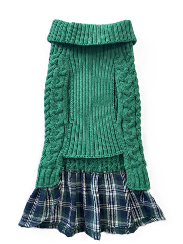 Cozy Cable Knit Dog Sweater Dress