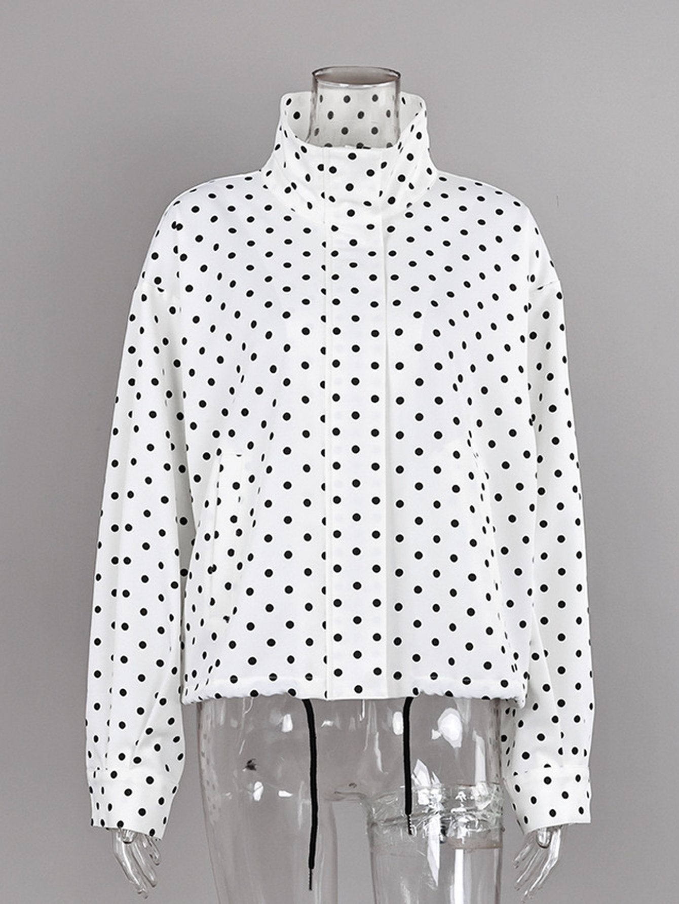 Oversized Polka Dot Zip Up Jacket