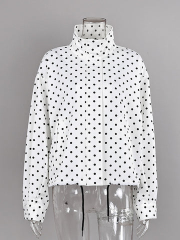 Oversized Polka Dot Zip Up Jacket