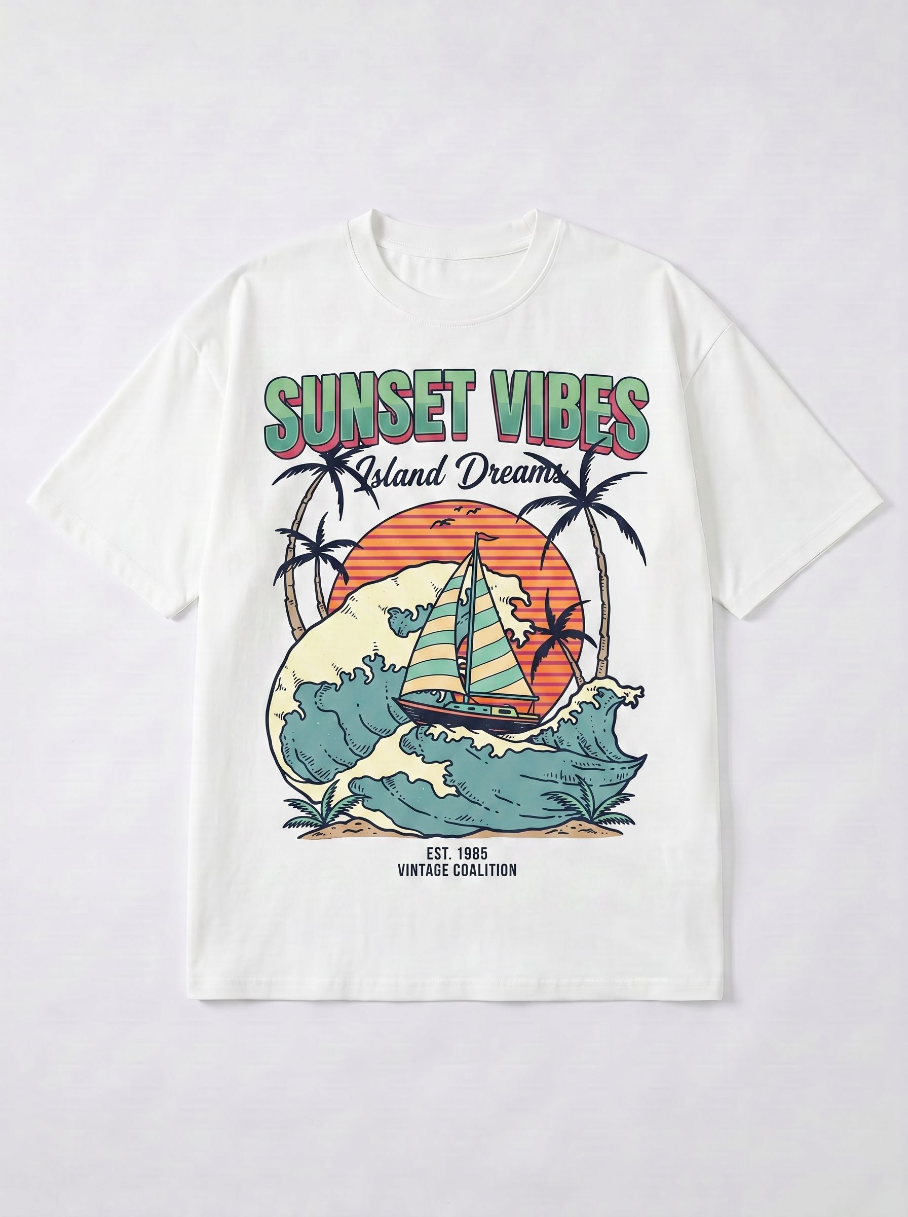 Vintage Sunset Graphic Beach T-Shirt