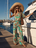 Boho Print One Shoulder Pants Set