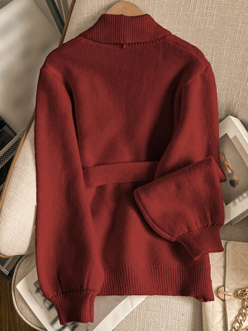 Cozy Belted Shawl Collar Cardigan