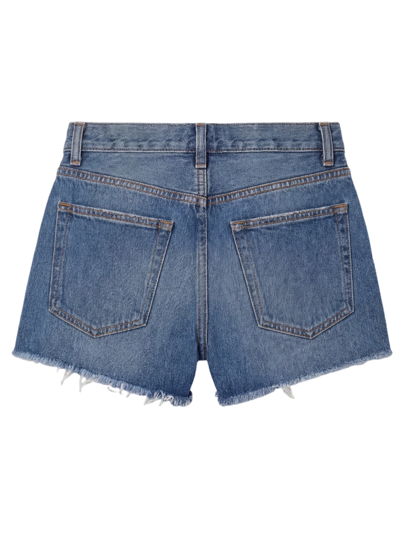 High Rise Raw Hem Denim Shorts