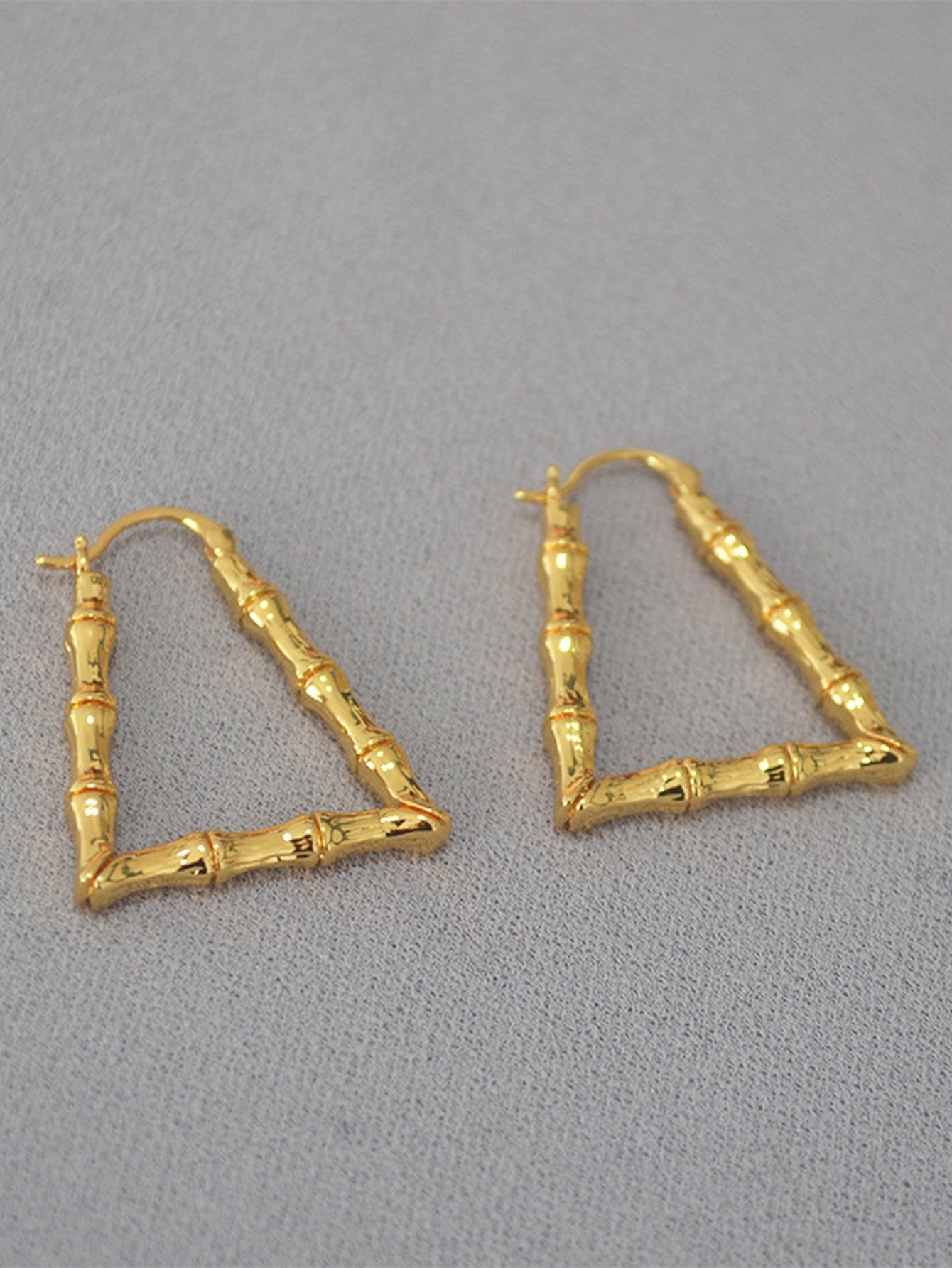 Gold Textured Bamboo Hoop Earrings