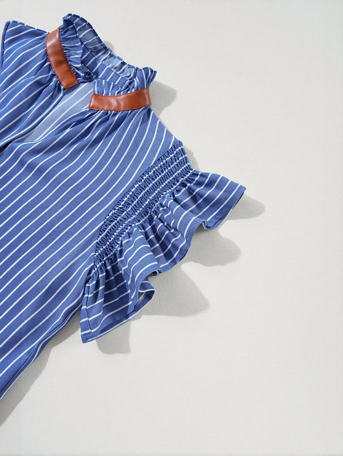 Ruffled Sleeve Striped Mini Dress