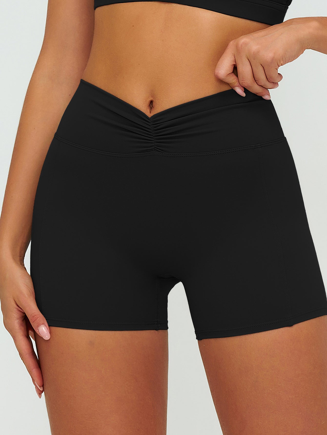 High Waisted Crossover Workout Shorts