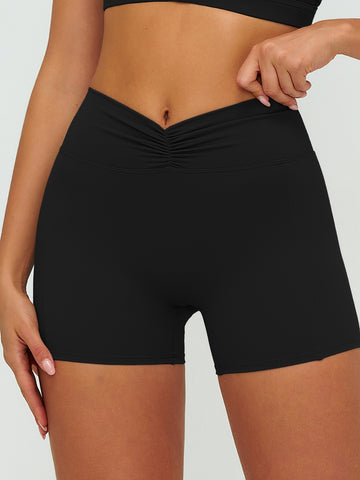 High Waisted Crossover Workout Shorts