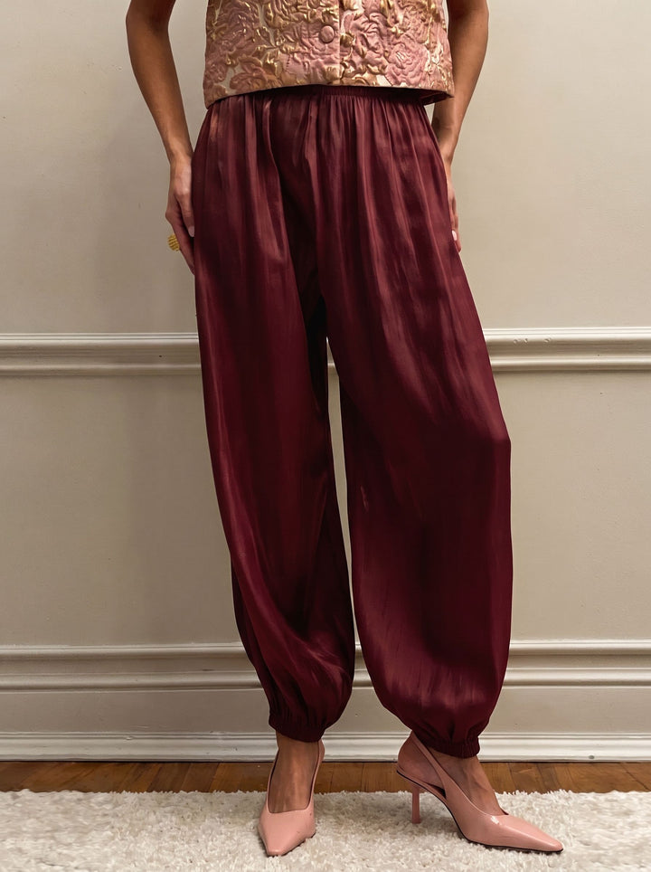 Silky Satin Elastic Hem Pants