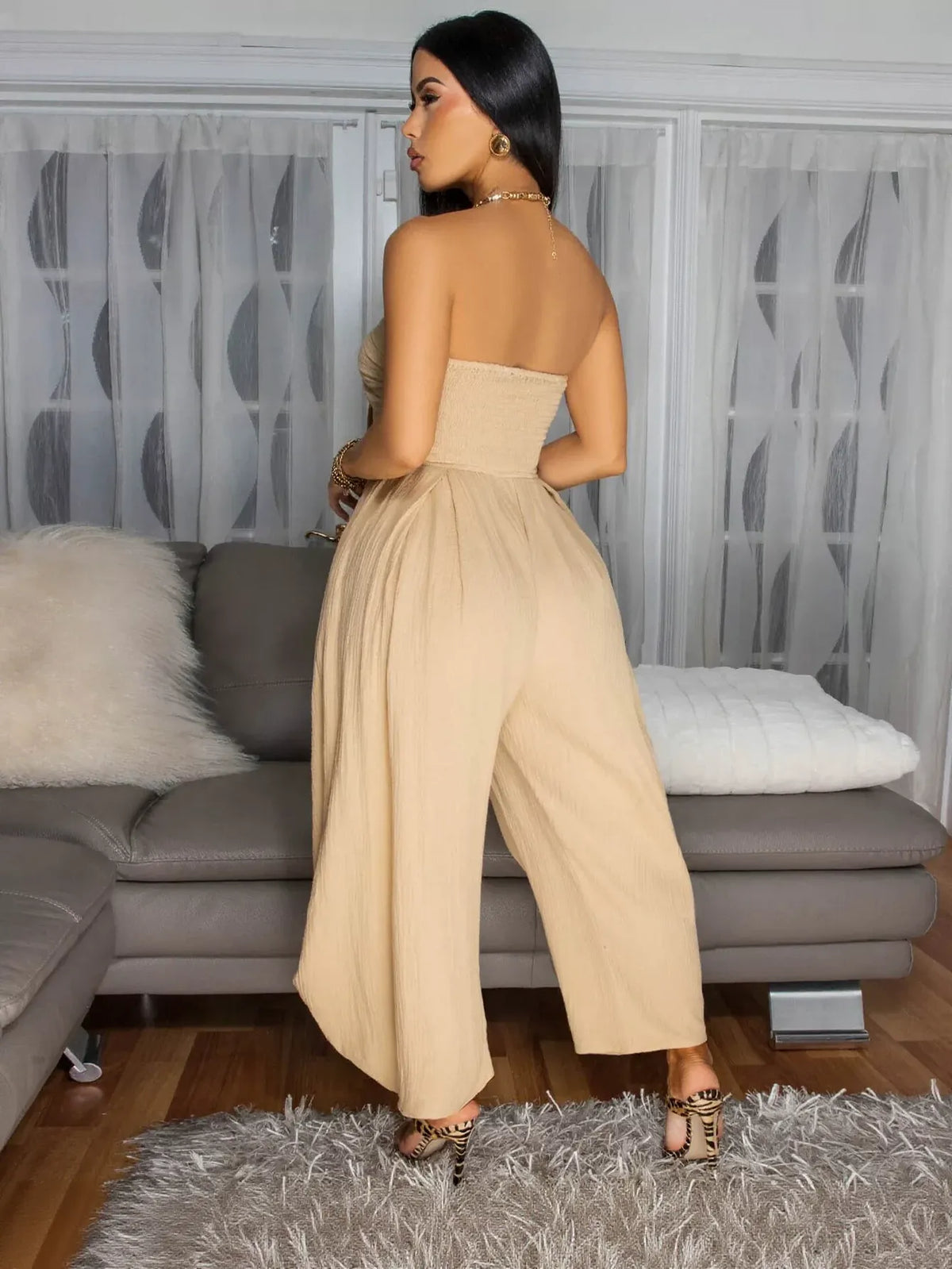 Strapless Balloon Pants Fashionable Jumpsuit