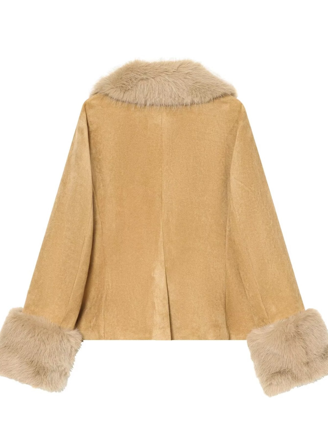 Cozy Faux Fur Trim Suede Jacket