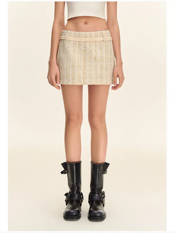 Elegant Tweed Metallic Mini Skirt