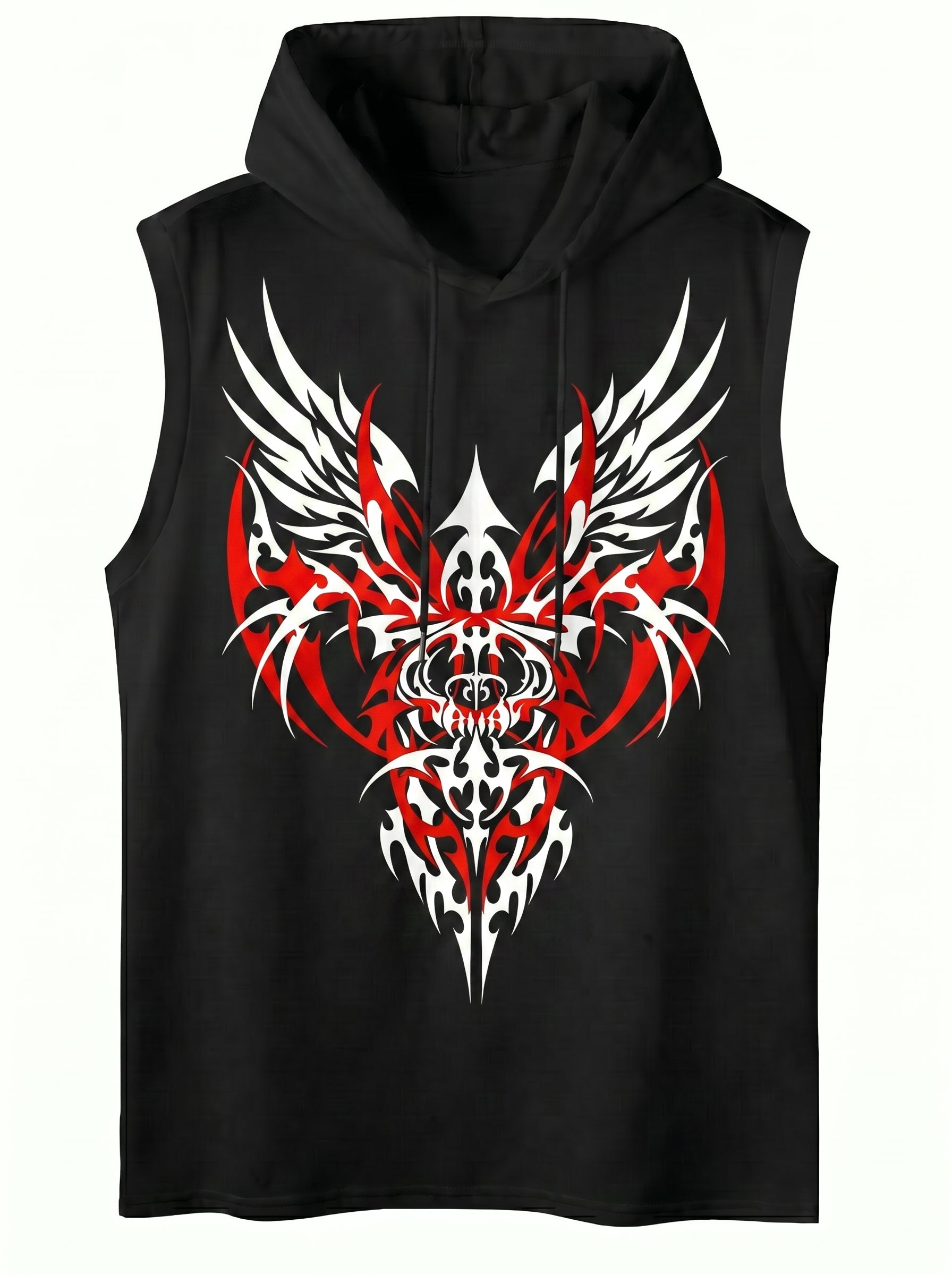 Graphic Print Hooded Sleeveless Tank Top