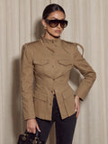 Tailored Military Style Utility Trench Jacket