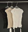 Embroidered Butterfly Shimmer Ribbed Sweater