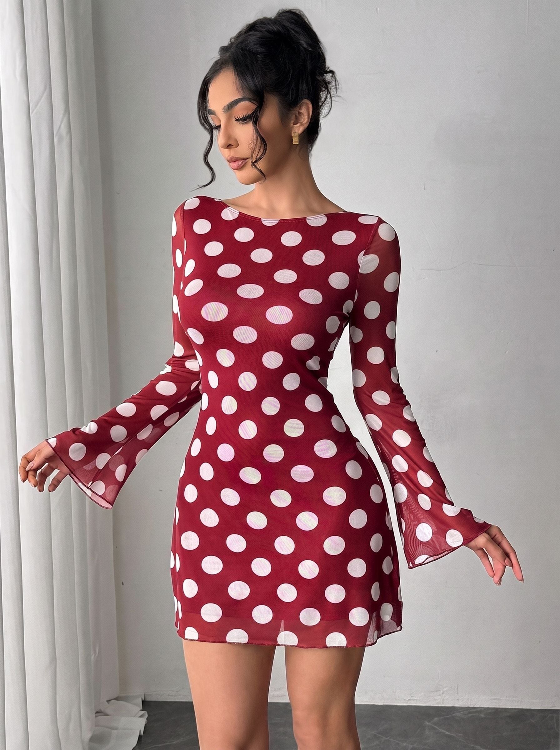 Backless Polka Dot Mini Dress