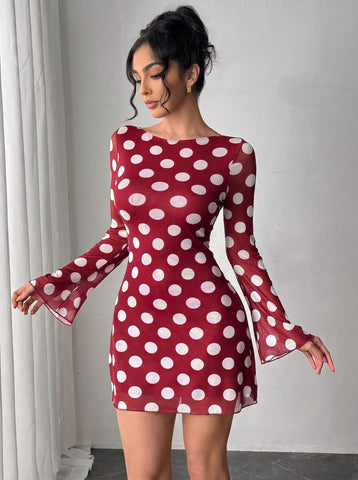 Backless Polka Dot Mini Dress
