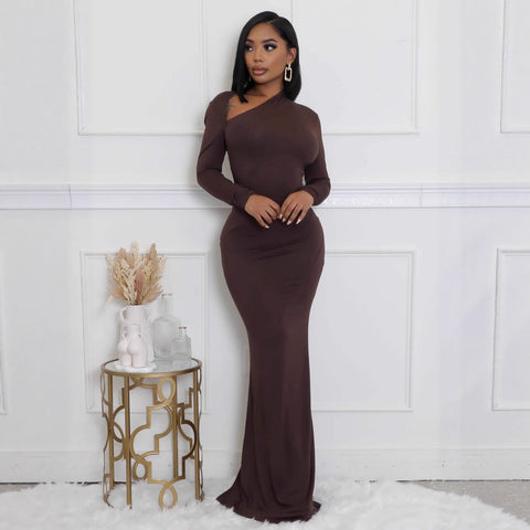 Cut Out One Shoulder Maxi Dress