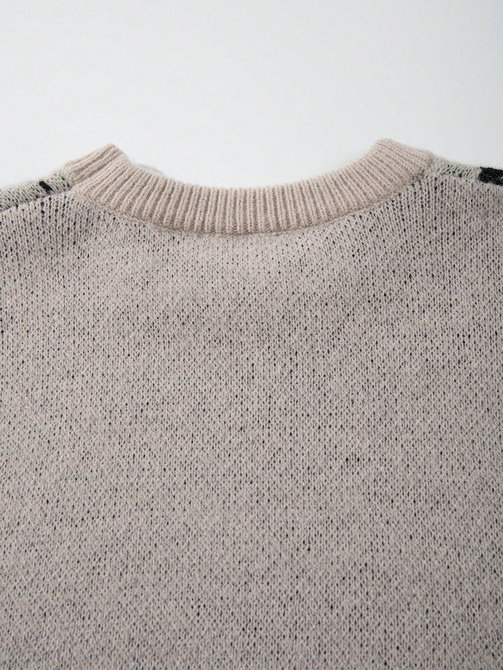 Oversized Graphic Dinosaur Print Knit Sweater