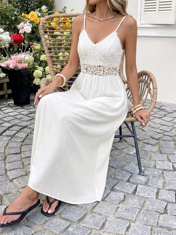 Boho Lace Trim Maxi Dress