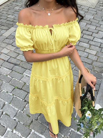 Off Shoulder Tiered Maxi Dress