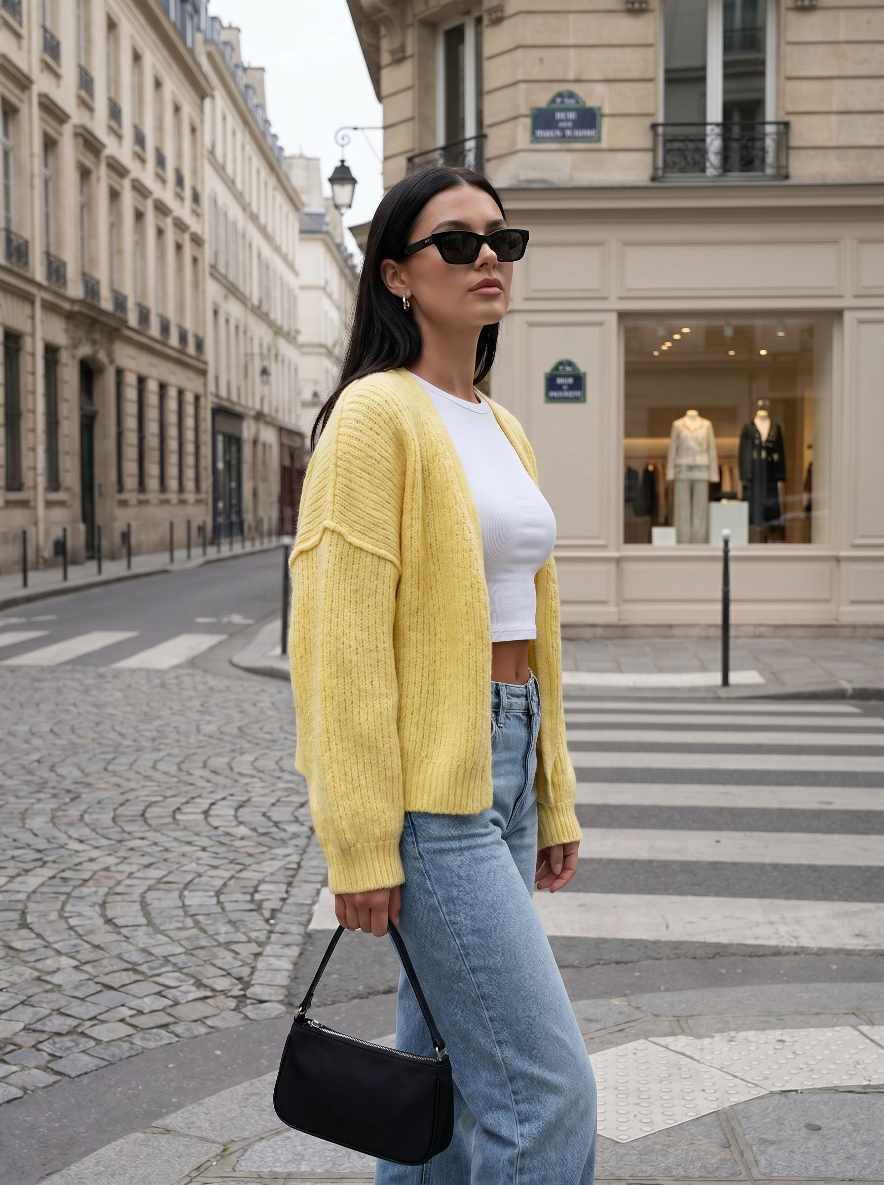 Oversized Chunky Knit Yellow Cardigan