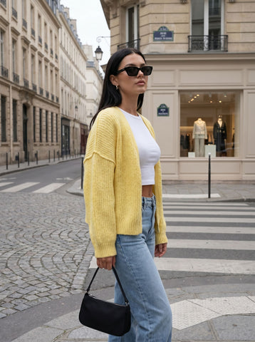 Oversized Chunky Knit Yellow Cardigan