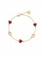 Dainty Red Heart Charm Bracelet