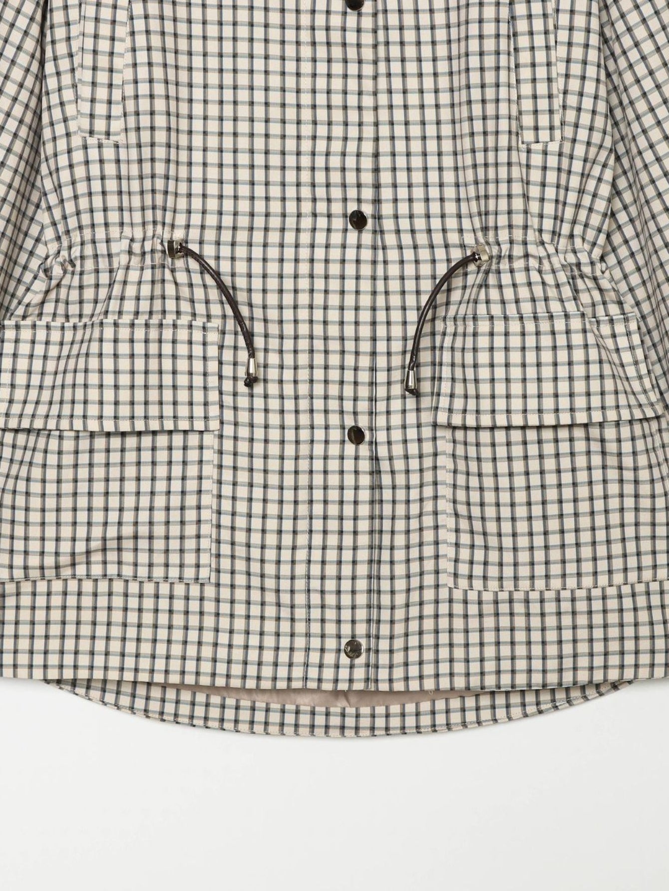 Oversized Plaid Drawstring Utility Jacket
