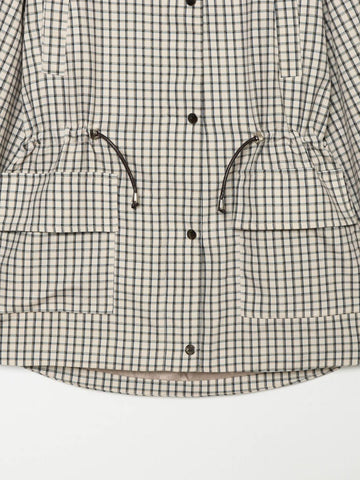 Oversized Plaid Drawstring Utility Jacket
