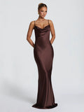 Satin Cowl Neck Maxi Dress