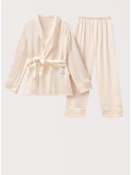 Soft Satin Contrast Trim Pajama Set