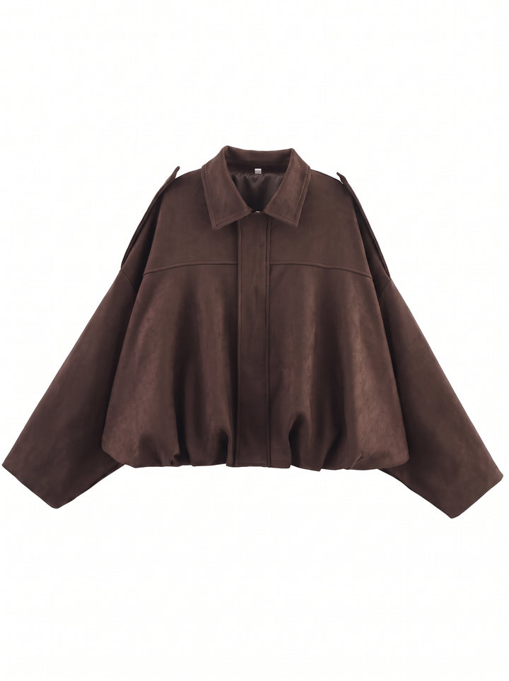 Oversized Suede Bubble Hem Jacket