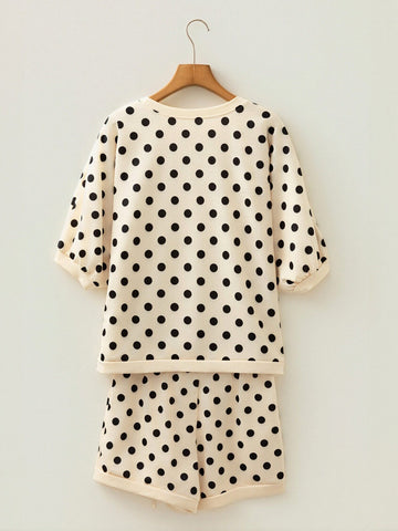 Casual Polka Dot Short Set